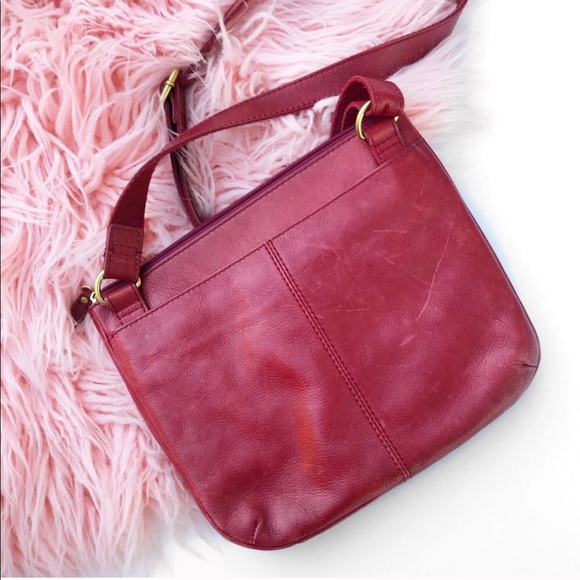 Fossil red color block adjustable crossbody bag - Picture 2 of 5